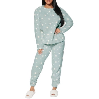 Conjunto de Pijama para Mujer Shendy Vendy Manga Larga Cuello Redondo con Estampado Transpirable