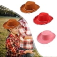 thumbnail image 2 of Sombrero Vaquero TQEHS de Ala Ancha Marrón Rojo, 2 of 6