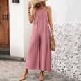 thumbnail image 5 of ClodeEU Women's Sleeveless Spaghetti Strap Wide Leg Jumpsuit,Casual Loose Romper with Pockets Pink,Women's Plus M, 5 of 8