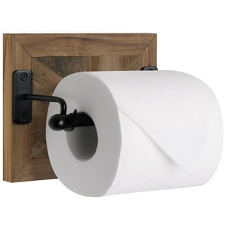 AIDILI Rustic Farmhouse Toilet Paper Holder with Shelf Bathroom Country Decor Accessories Warm Brown Wood for Wipes Cell Phone at MechanicSurplus.com TP002