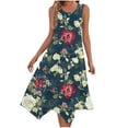 thumbnail image 2 of JTZGDY Women's Casual Summer Dress Retro Floral Printed Sleeveless Sundress Hankerchief Hem Midi Tank Dresses Loose Flowy Crewneck Beach Dress with Pockets Navy#01 XXL, 2 of 7