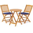 thumbnail image 6 of Topcobe 3 Pieces Acacia Wood Patio Folding Bistro Set with Soft Cushions, Outdoor Patio Furniture for Garden Backyard Pool Deck-Navy, 6 of 12