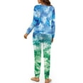 thumbnail image 3 of Yuyamidu Sea Turtle Pajama for Women 2 Pieces Blue Green Pajamas Tee and Pant 2 Piece Pj Set Casual Long Sleeve Sleepwear with Pockets Stylish Round Neck Homewear Size L, 3 of 7