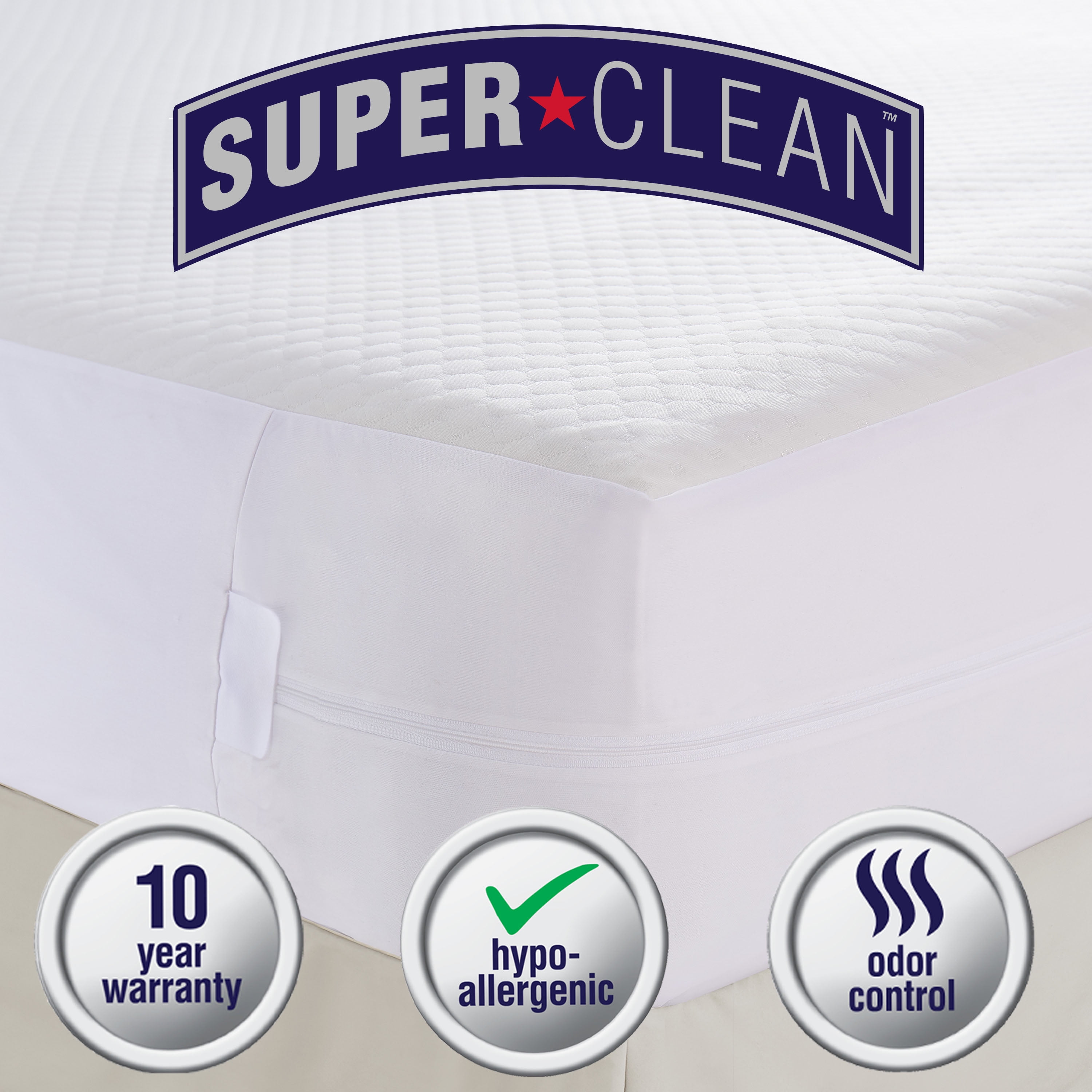 Super Clean Comfort Top Zippered Mattress Protector, Twin-XL