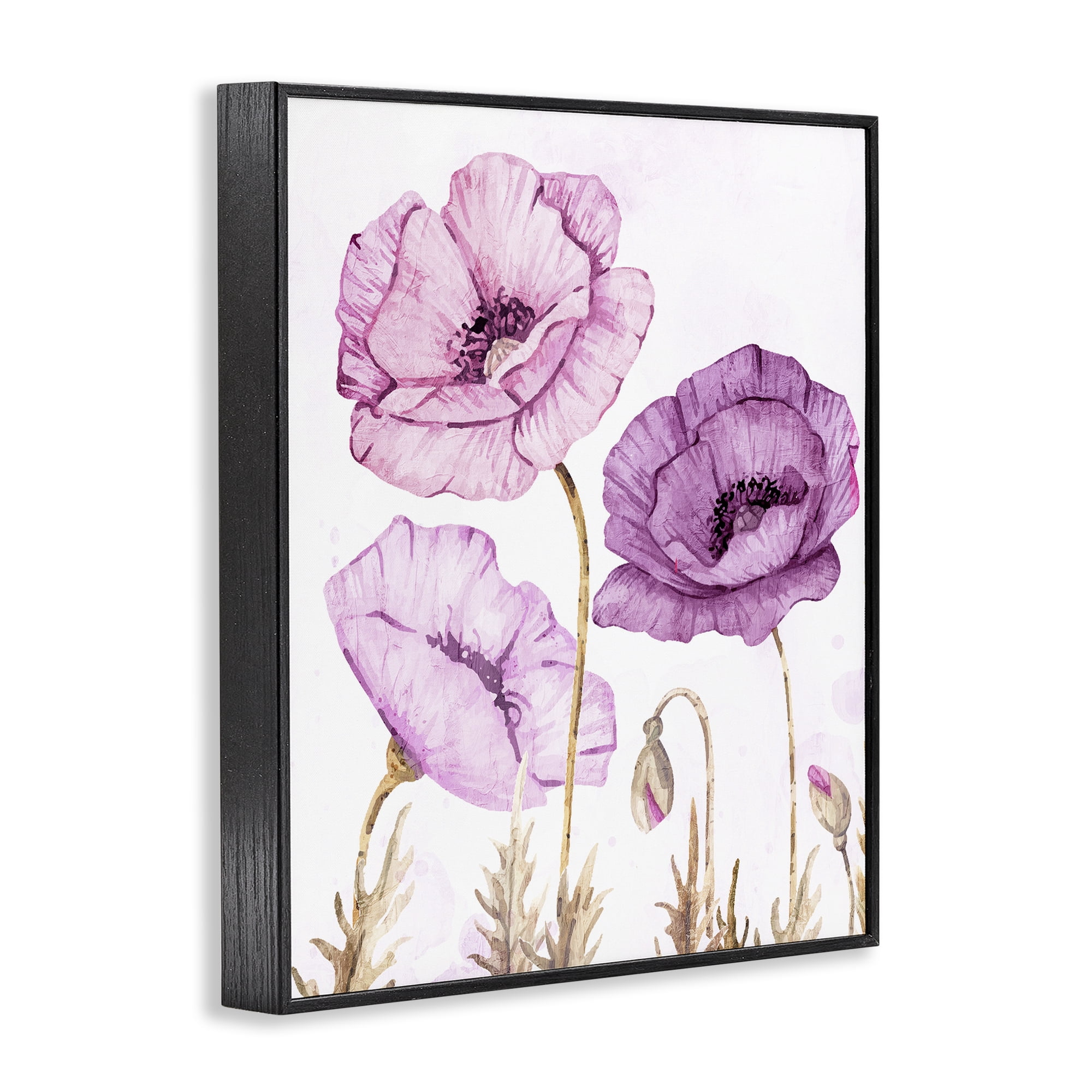 Stupell Industries Bright Poppies in Purple Black Framed Giclee Art, design by Kim Allen