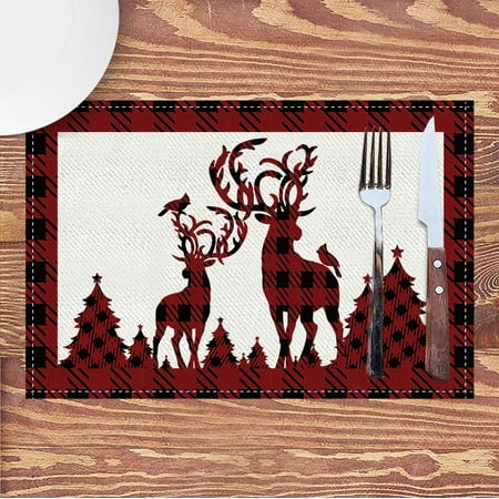 

New Christmas Decorations Placemat Linen Table Mat Cartoon European and American Table Cloth