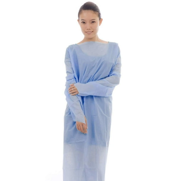 Pack of 10 Blue Lab Coats 2XL Size. Hook and Loop Fastener, Elastic Wrists, No Pockets. Unisex