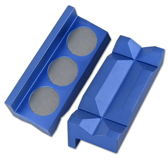 4Inch Vise Jaw Pads Magnetic Aluminum Vise Jaw Caps Reversible Pipe Vise Multipurpose Vise Protection Inserts 2Pcs Blue