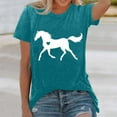 thumbnail image 2 of JIRNDf T-Shirt pour Femmes Hauts Tendance Été Mode Imprimé Ample Col Rond Manches Courtes Mignon T-Shirts Graphiques pour Femmes Chemises Vert TTTG, 2 of 4