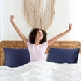 thumbnail image 4 of Funda de Almohada de 100% Algodón, Juego de 2 Suaves Transpirables Fundas Almohada con Cierre de Sobre, Fundas para Almohada para Dormitorio Hotel Moderno - Azul Marino, 51x91cm, 4 of 6
