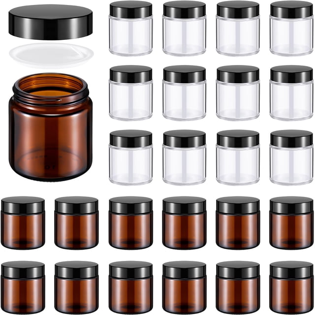 Frascos de vidrio Norme de 4 oz/120 ml con tapas redondas a prueba de fugas, 24 unidades