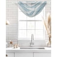 thumbnail image 4 of Waterfall Valances for Windows, White Blue Ombre Stripe Kitchen Sheer Valance Curtains, Modern Abstract Moire Waves Rod Pocket Elegant Swag Valances for Living Room Bedroom, 47.2"x38.5", 3 Panel, 4 of 8
