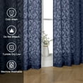 thumbnail image 2 of OVZME Leila Sheer Curtains 84 Inches Long 2 Panels Set, Light Filtering Solid 3D Leaves Textured Jacquard Window Curtains for Bedroom, Double Rod Pockets Window Drapes, Each 40Wx84L Inch Navy Blue, 2 of 6
