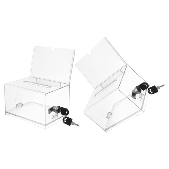Raindrops Acrylic Ballot Box 2-Pack for Restaurant Voting, Fundraising, and Event Use