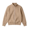 thumbnail image 3 of Fmbrln Mens Solid Color Sweatshirt Zip Up Stand Collar Knit Jacket Fall Winter Long Sleeve Fashion Tops Coffee 5XL, 3 of 6