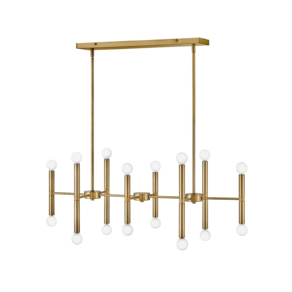 83196LCB Lark Millie - 16 Light Linear Chandelier In Modern and Mid-Century Modern Style-11.75 Inches Tall and 39 Inches Wide-Lacquered Brass Finish