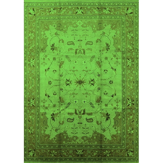 Ahgly Company Indoor Rectangle Oriental Green Industrial Area Rugs, 8' x 10'