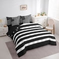 thumbnail image 3 of Homewish Fashion American Flag Twin Bedding Sets 7-Piece, Black Grey Stripes Bedding Comforter Set, Modern Abstract Ombre Reversible Sheet Sets, Luxury Bedroom Decor, 3 of 7