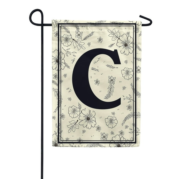 America Forever Spring Monogram Garden Flag Letter C 12.5 x 18 inches Double Sided Vertical Outdoor, Yard, Lawn, Beautiful Flowers, Floral Design, Welcome Spring Seasonal Art