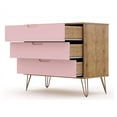 thumbnail image 3 of Rockefeller Mid-Century- Modern Dresser with 3- Drawers in Nature and Rose Pink, 3 of 7