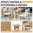 thumbnail image 3 of Euroco 5-Piece Extendable Dining Table Set for 4, Modern Compact 63" Foldable Square Kitchen Table Set with Storage Rack and 4 Upholstered Chairs for Small Places,White, 3 of 8