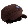 thumbnail image 4 of Colorful Polor Bear Embroidered Cotton Elastic Newsboy Cap - Brown OSFM, 4 of 5
