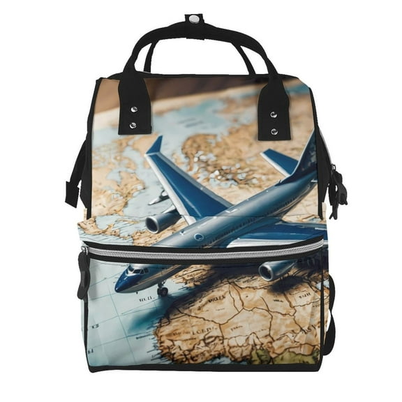 Defioc Airplane World Map Adventure for Baby Diaper Bag Backpack - Baby Bag for Boys & Girls - Diaper Backpack - Large Travel Diaper Bags- Baby Registry Search & Shower Gifts