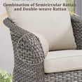 thumbnail image 6 of PPorfamilia 3 Piece Wicker Patio Furniture Set, Outdoor Rocking Swivel Chairs Bistro Set with Side Table and Beige Cushions, 6 of 9