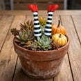 thumbnail image 5 of Cififendec 2Pcs Halloween Witch Leg Plant Stakes, 5.9", Plastic Spooky Striped Witch Boot Flower Pot Picks for Garden Planter Table Decor, 5 of 5