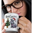 thumbnail image 2 of 3drose, Funny Cute Pygmy Hippo in Santa Hat with Merry Christmas Tree, 11oz Two-tone Black Mug, 2 of 6