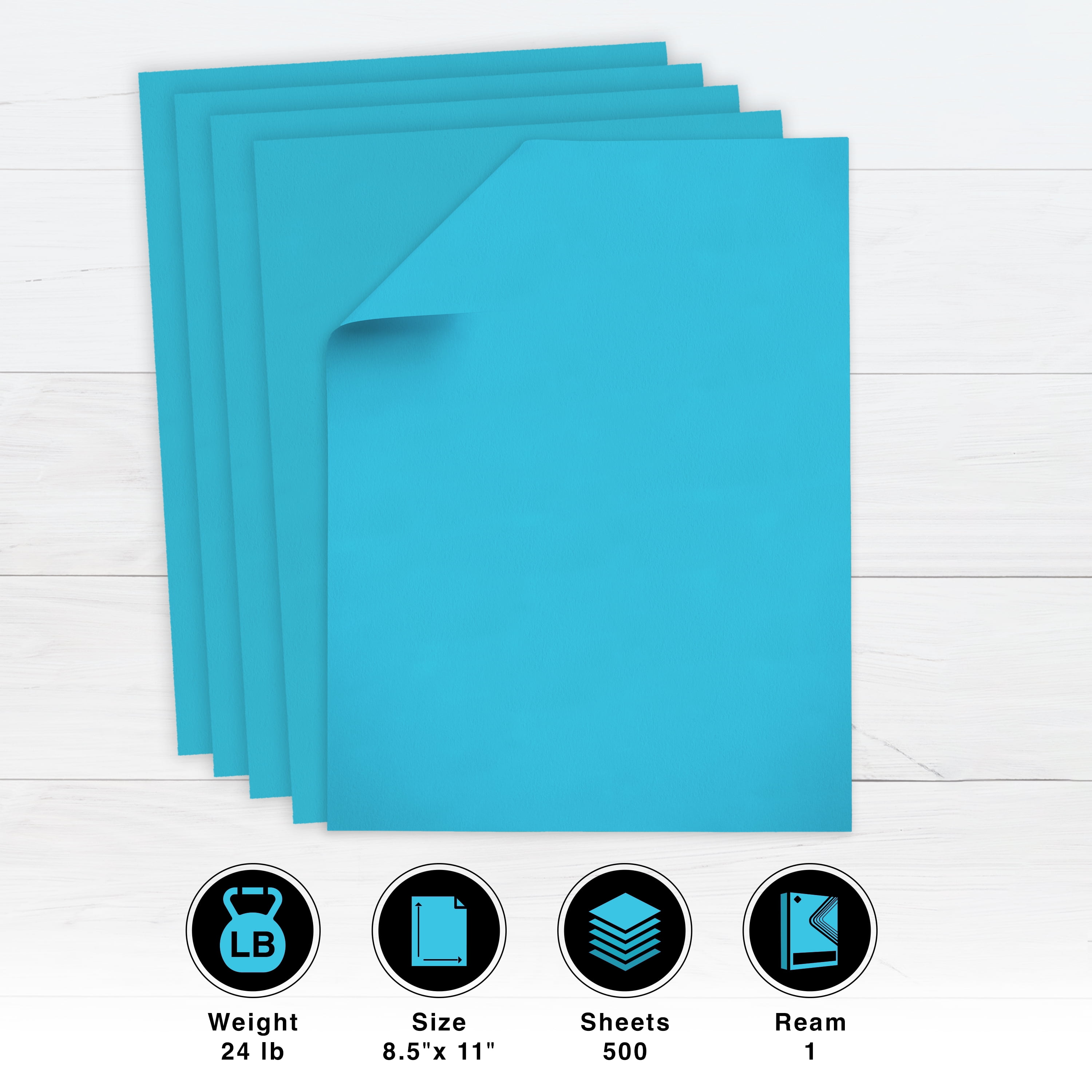 PrintWorks Premium Bright Blue Colored Paper 8.5" x 11" - 24 lb/89 gsm - 2500 Sheets - Made in the USA - FSC® Certified - Acid-Free & Fade-Resistant - Printer Compatible (00102C)