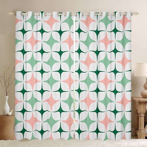 Manfei Colorful Stars Blackout Curtains Set of 2 (52x84 Each), Modern Geometric Art Window Curtains, Abstract White Green Pink Curtains and Drapes, Luxury Room Decor