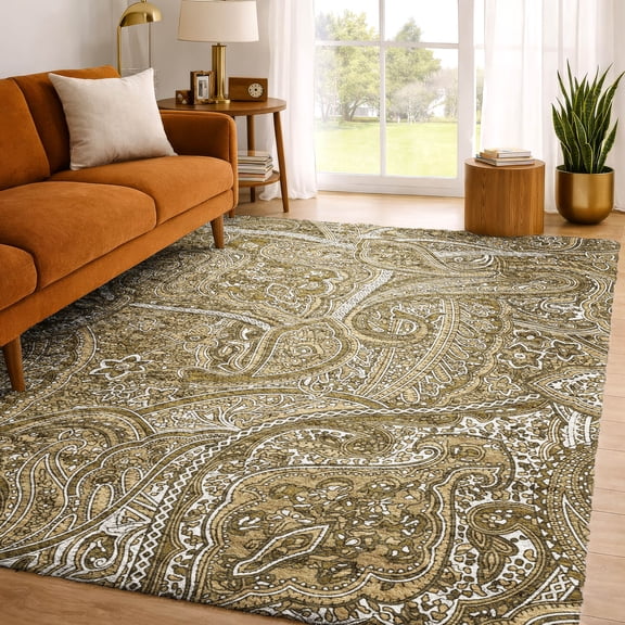 Addison Rugs Dream Shag Premium Machine Washable Traditional Paisley Brown Rectangle Rug, 10' x 14'