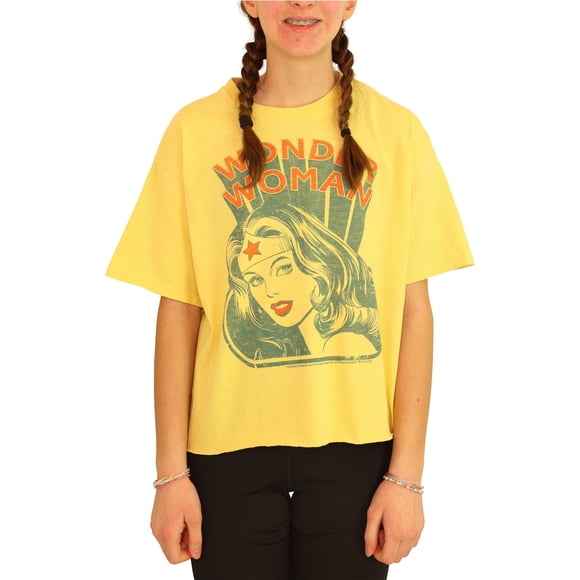Junk Food - Camiseta gráfica para mujer Wonder Woman, color amarillo, pequeña