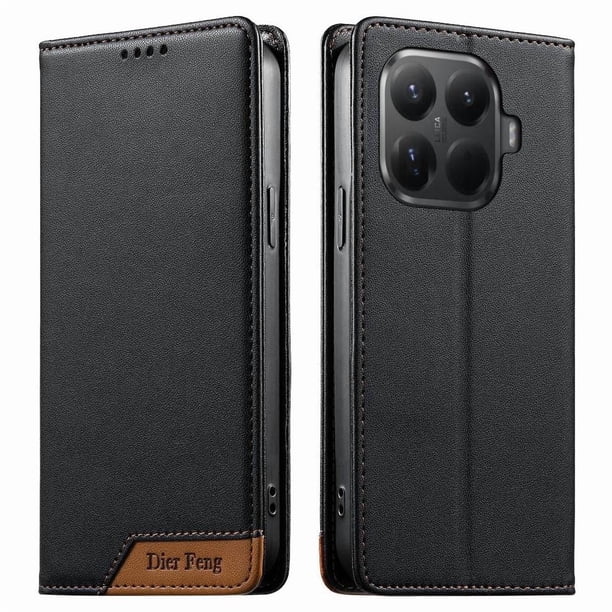 Funda Tipo Cartera de Cuero Sintético para XIAOMI 15 T Pro Bloqueo RFID, con Ranuras para Tarjetas y Bolsillo para Efectivo, Cierre Magnético Fuerte Negro