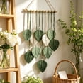 thumbnail image 5 of Macrame Wall Hanging Boho Woven Tapestry Chic Home Decor Wall Art，Modern Bohemian Handmade Leaf Feather Decoration for Apartment Dorm Living Room Bedroom 15.7"W X26.7"L, 5 of 5