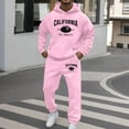 thumbnail image 2 of sususu Mens Suits Big And Tall,Stylish Men's Letter Graphic Hooded Sweatshirt with Comfortable Jogger Pants Casual Two Piece Set for Everyday Wear - Pink, 2 of 5