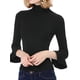 thumbnail image 5 of Suéter de punto delgado con cuello de tortuga y mangas acampanadas 3/4 para mujer Inspire Chic 3XL negro, 5 of 7