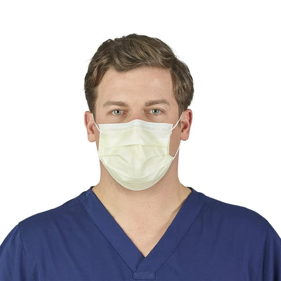HALYARD* FLUIDSHIELD* 1 Disposable Procedure Mask w/SO SOFT Lining and SO SOFT Earloops, Yellow, 25867 (Case of 500)