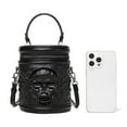 thumbnail image 4 of Retro Crossbody Bag for Women Cylinder Bag PU Leather Shoulder Bag Handbag Skull Head Messengers Bag Top Handle Bag, 4 of 8