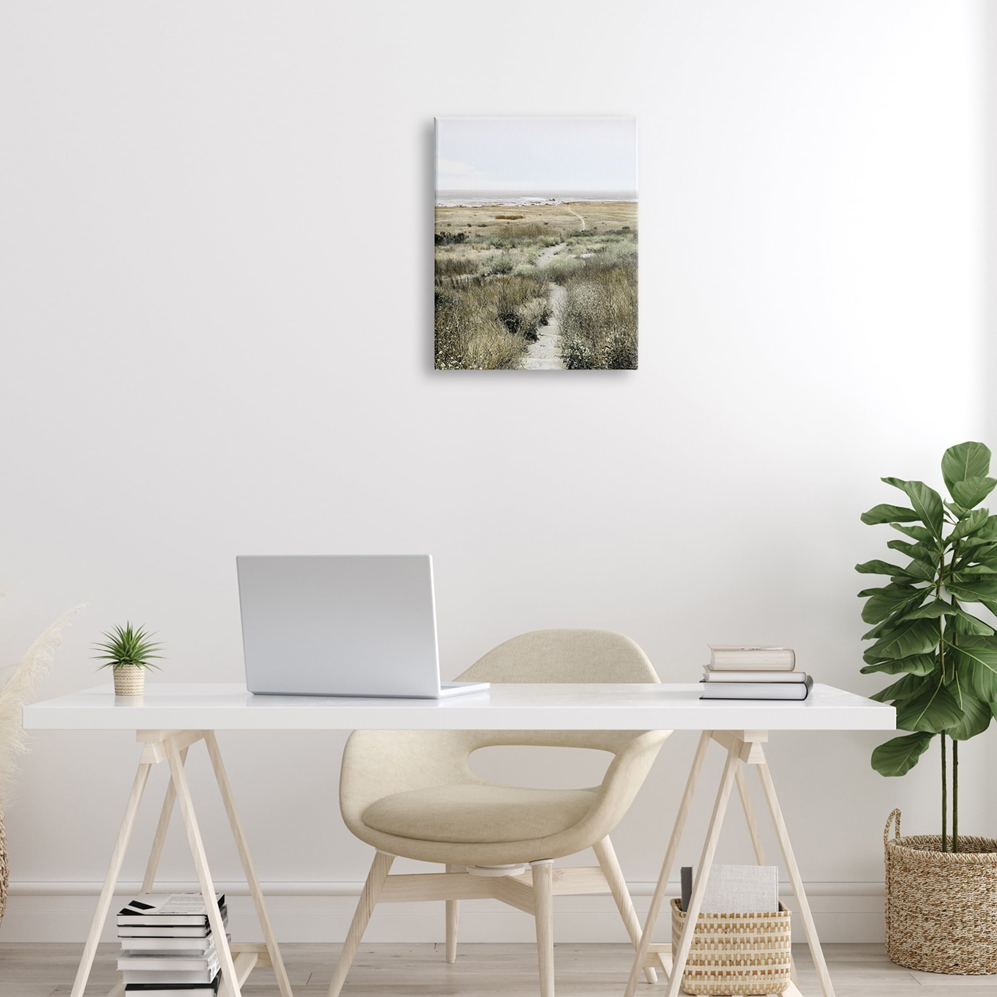 Stupell Industries Distant Shoreline Grassy Beach Path Cloudy Horizon, 16 x 20, Design by Danita Delimont