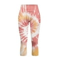 thumbnail image 3 of SCRAWLGOD Tie-Dye Beige Pink Capri Leggings for Women Slim Lightweight High Waisted Capri Yoga Leggings with Pockets for Women Non See Through Tummy Control Yoga Pants, 3XL, 3 of 6