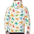 thumbnail image 7 of Kdxio Dinosaur Print Mens Casual Hooded Collar Drawstring Hoodies Pullover Sweatshirts Casual Long Sleeve Shirts-Large, 7 of 7