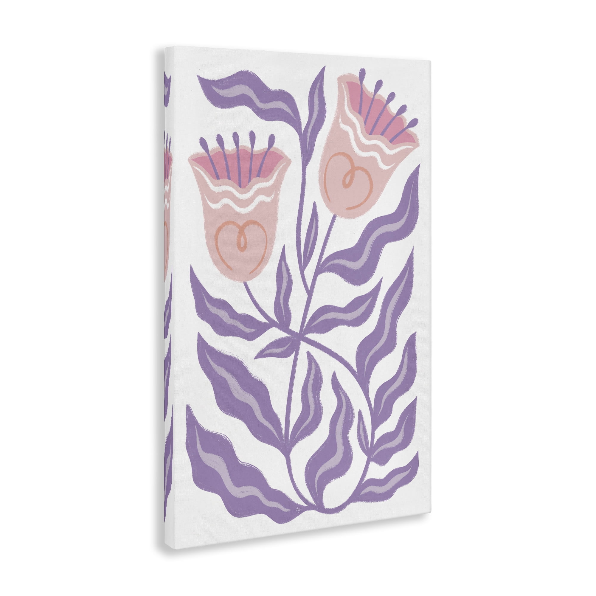 Stupell Industries Wavy Purple Blooms Plants & Flowers Painting Wrapped Canvas Art Print Wall Art, 24 x 36