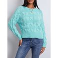 thumbnail image 3 of xiaxaixu Pull Rétro en Tricot Torsadé pour Femmes Couleur Unie Manches Longues Pulls Col Rond Automne Hiver Mode Urbaine, 3 of 9