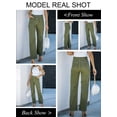thumbnail image 3 of Asyoly Womens Solid High Waisted Cargo Pants Wide Leg Casual Pants Combat Military Trouser with 6 Pockets US 4-18, 3 of 7