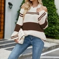 thumbnail image 2 of IROINNID Reduced Womens Sweater Round Neckline Pullover Sweater Stripes Comfy Mid-Length Long Sleeve Matching Tops Blouse Knitted Sweater, 2 of 5