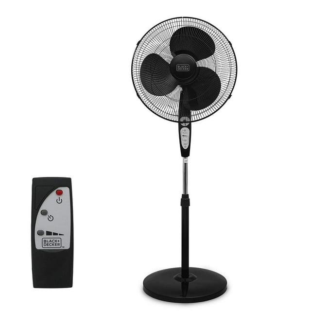 BLACK+DECKER BFSR18B Ventilateur sur pied 18 pouces avec télécommande, noir