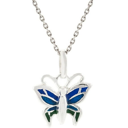 Butterfly Light Shades For Children Pori Jewelers Sterling Silver Blue Shaded Butterfly Enamel Kids' Charm Pendant Necklace, 16