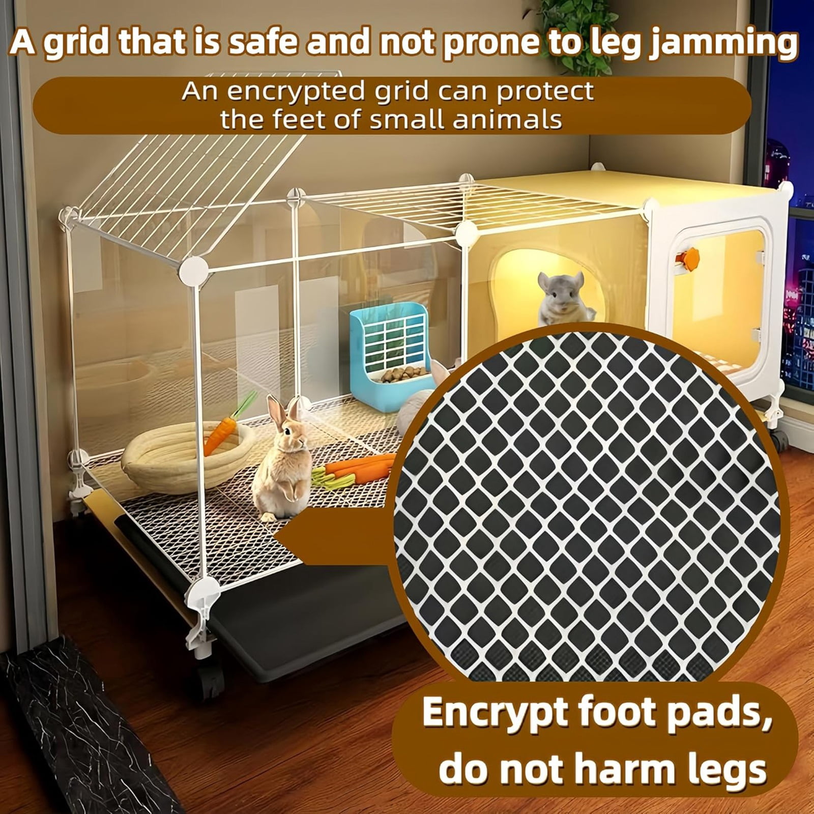 Rabbit Cage Indoor,Loft Bunny Hutch with Urine-Proof wall,Leak-Proof Trays, Wheels 41.4" Lx 17.7" Wx17.7 H for Rabbits Chinchillas, Guinea Pig and Small Animal